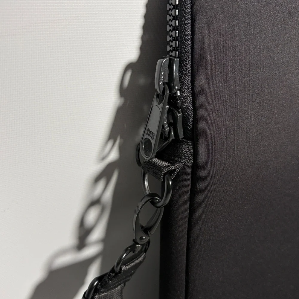 Dagne Dover Black Neoprene Computer Crossbody Sleeve Bag